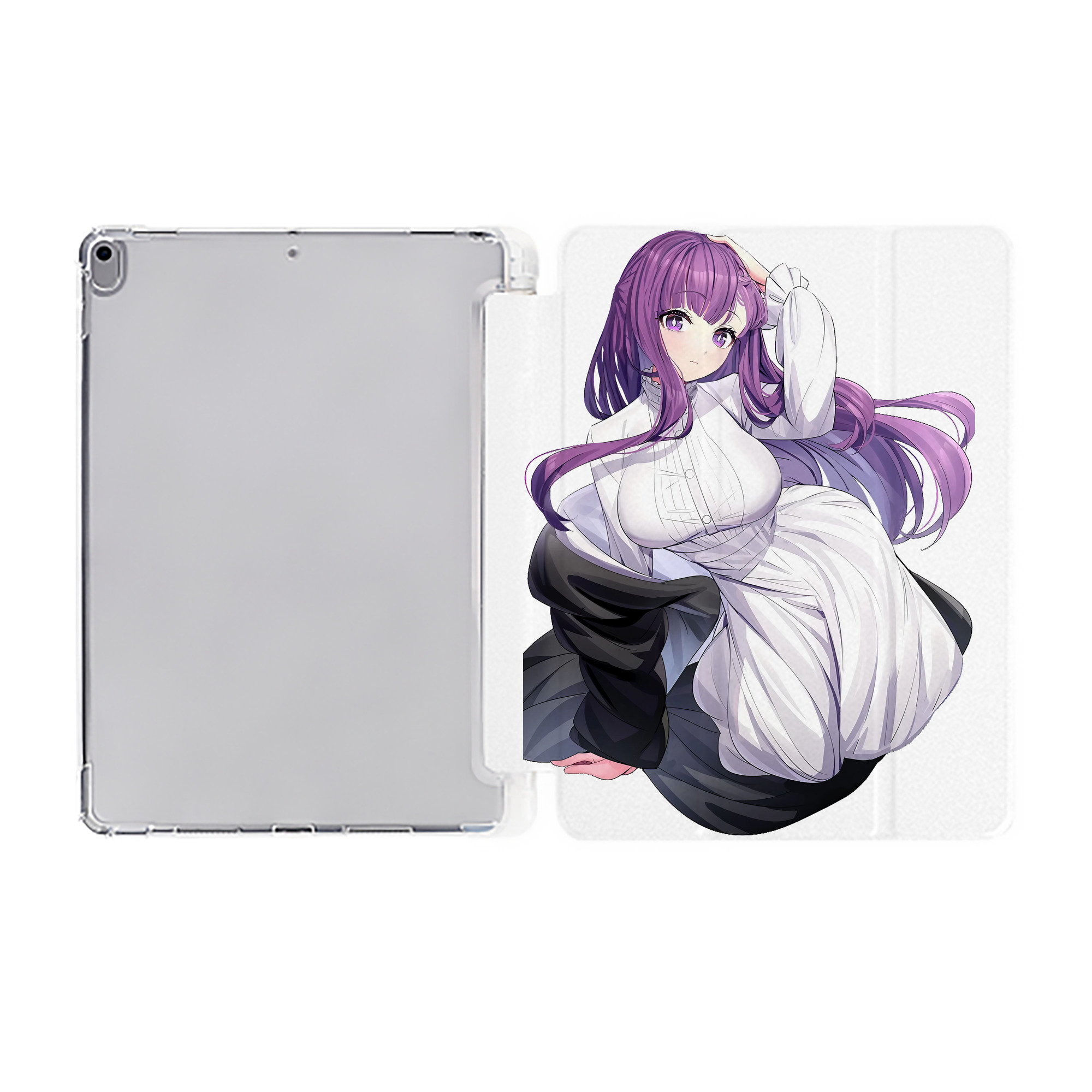 （画像用） 葬送のフリーレン Frieren IPad ケース ペン収納付き 三つ折りスタンド PUレザー×シリコン 対応機種9.5/10.5/10.9インチ